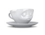 Gesichtertasse "k�ssend" mit Unterteller - Hartporzellan