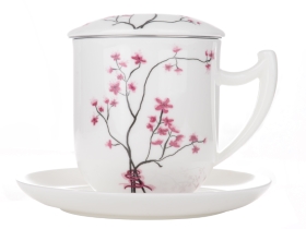 Kr�utertasse mit Deckel und Sieb Cherry Blossom